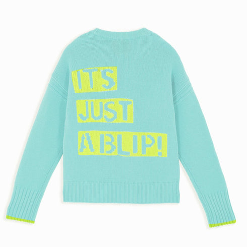 Aqua blue cashmere long sleeve sweater "It's just a blip" - Sweaters by Kerri Rosenthal