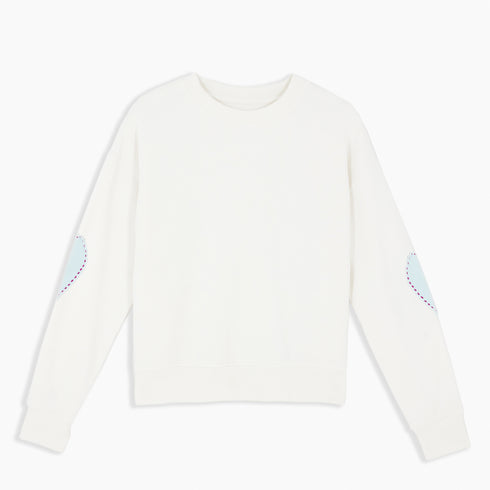 white oversized women’s sweatshirts heart elbow batch 100% cotton fleece sweatshirt - cute sweatshirts by Kerri Rosenthal