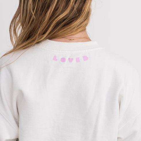 white oversized women’s sweatshirts heart elbow batch 100% cotton fleece sweatshirt - cute sweatshirts by Kerri Rosenthal