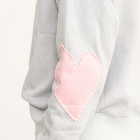 cute heart elbow patch light grey sweatshirt for women - cute sweatshirts by Kerri Rosenthal