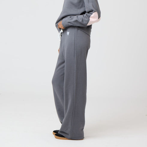 Gray cotton fleece women's sweat pant - cute comfy wide leg sweatpants by Kerri Rosenthal