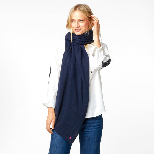 KR 100% featherweight cashmere wrap scarf indigo navy blue - designer fashion wraps scarves by Kerri Rosenthal