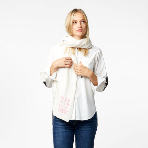 KR 100% featherweight cashmere wrap scarf all white - designer fashion wraps scarves by Kerri Rosenthal
