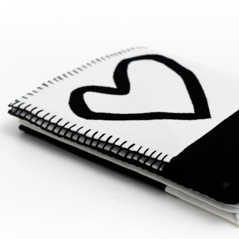 Imperfect Heart Quad Blanket black and white sweater soft cotton throw blanket - blankets by Kerri Rosenthal