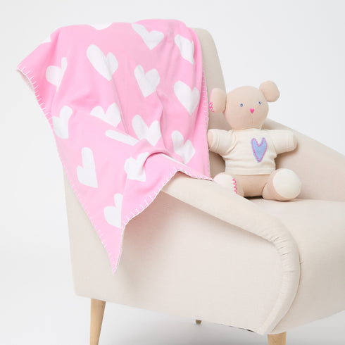 Baby Blanket Imperfect Heart pink sweater soft cotton cashmere blend throw blanket - blankets by Kerri Rosenthal