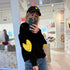 KR Embroidered black cap hat with yellow heart 100% cotton - Cute baseball caps by Kerri Rosenthal
