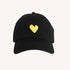 KR Embroidered black cap hat with yellow heart 100% cotton - Cute baseball caps by Kerri Rosenthal