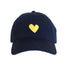 KR Embroidered navy blue cap hat with yellow heart 100% cotton - Cute baseball caps by Kerri Rosenthal