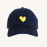 KR Embroidered navy blue cap hat with yellow heart 100% cotton - Cute baseball caps by Kerri Rosenthal