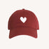 KR Embroidered red cap hat with white heart 100% cotton - Cute baseball caps by Kerri Rosenthal