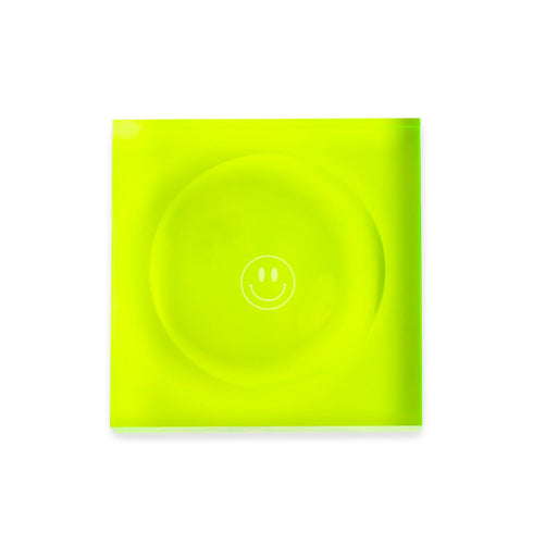 Neon yellow smiley cute decorative bowl 100% acrylic by home decor Kerri Rosenthal