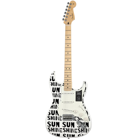 Black white fender stratocasters guitar artwork by Kerri Rosenthal