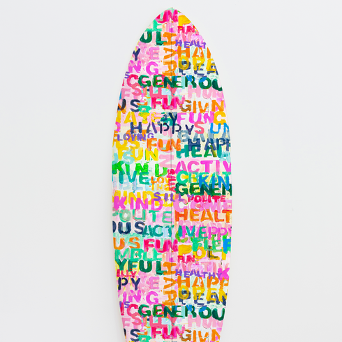 The text-focused design adds a thoughtful and modern touch to any beach home, living space, or creative studio.