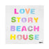 Love Story Beach House colorful word art print for coastal decor and modern living spaces by Kerri Rosenthal