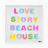 Love Story Beach House colorful word art print for coastal decor and modern living spaces by Kerri Rosenthal