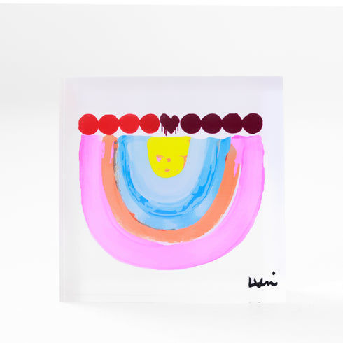 Happy Hanukkah Block of Love by Kerri Rosenthal - a signed, mini edition of her artwork, on acrylic plexiglass. Perfect gift under $100 for holiday decor