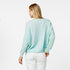 Camille V Neck 100% Cashmere Sweater aqua light blue - designer fashion sweaters