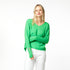 Camille V Neck 100% Cashmere Sweater bright parrot green - designer fashion sweater - Kerri Rosenthal sweaters