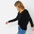 Camille v-neck black sweater. 100% cashmere - Cute designer sweaters by Kerri Rosenthal