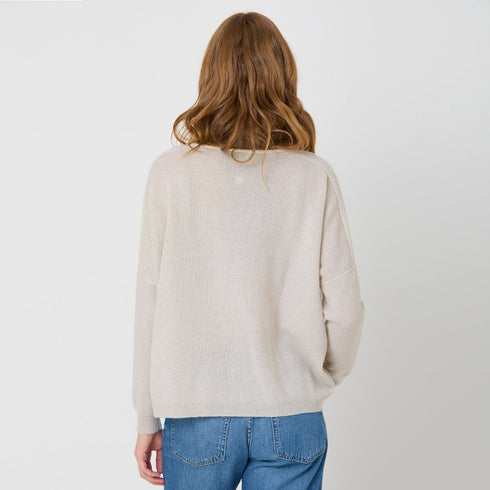 Camille v-neck silver fox sweater. 100% cashmere - Cute designer sweaters by Kerri Rosenthal
