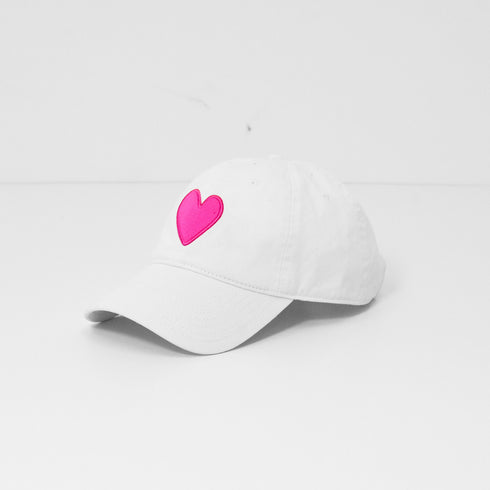 Stylish KR Imperfect white with pink heart hat 100% cotton adjustable strap - cute stylish baseball caps hats by Kerri Rosenthal