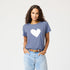 Blue Suke Imperfect heart 100% cotton tee with white imperfect heart graphic screen printed and a rib trim neck - Cute women's tees by Kerri Rosenthal