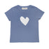 Blue Suke Imperfect heart 100% cotton tee with white imperfect heart graphic screen printed and a rib trim neck - Cute women's tees by Kerri Rosenthal