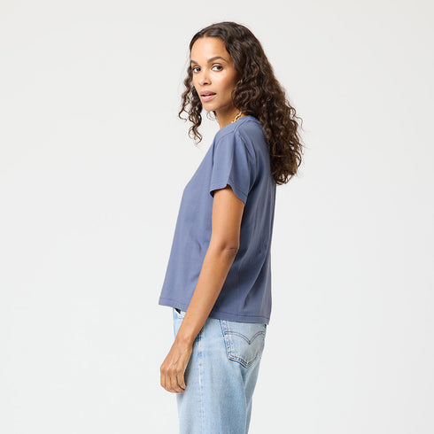 Blue Suke Imperfect heart 100% cotton tee with white imperfect heart graphic screen printed and a rib trim neck - Cute women's tees by Kerri Rosenthal