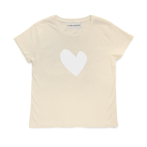 Sand Suke Imperfect heart 100% cotton tee with white imperfect heart graphic screen printed and a rib trim neck - Cute women's tees by Kerri Rosenthal
