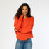 Frenchy cashmere v-neck patchwork pullover aperol orange sweater - Cute designer cashmere women's sweaters by Kerri Rosenthal