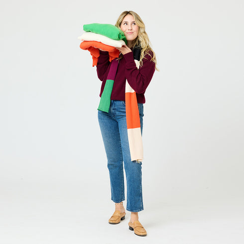 Frenchy cashmere v-neck patchwork pullover burgundy sweater - Cute designer 100% cashmere sweaters by Kerri Rosenthal