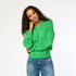 Frenchy cashmere v-neck patchwork pullover grass green sweater - Cute designer cashmere women's sweaters by Kerri Rosenthal