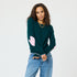 Emerald green cashmere sweater. With Light Pink Heart elbow patch - Cute designer sweaters by Kerri Rosenthal