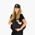 Black KR Imperfect white heart visor hat 100% performance poly with make-up tolietry bags - Cute women's baseball visor cap hats and bags by Kerri Rosenthal