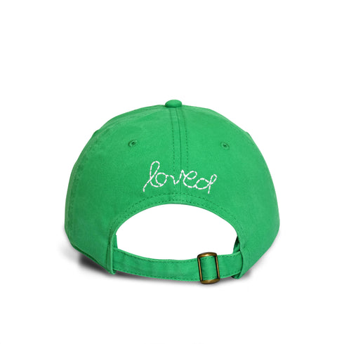 KR Green Imperfect White Loved Hat 100% cotton - Cute baseball hats for women by Kerri Rosenthal