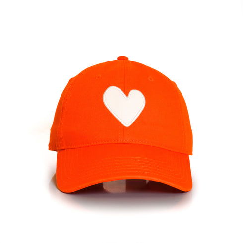 KR Orange Imperfect White Heart Hat 100% cotton - Cute baseball hats for women by Kerri Rosenthal