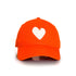 KR Orange Imperfect White Heart Hat 100% cotton - Cute baseball hats for women by Kerri Rosenthal