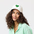 KR White Imperfect Green Heart Hat 100% cotton - Cute baseball hats for women by Kerri Rosenthal