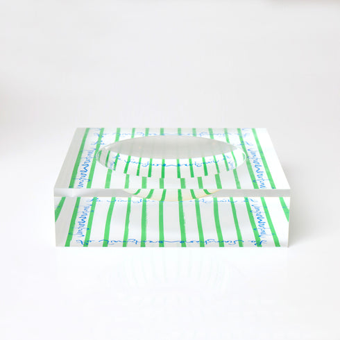 le sunshine green stripe cute 100% acrylic decorative bowl by Kerri Rosenthal