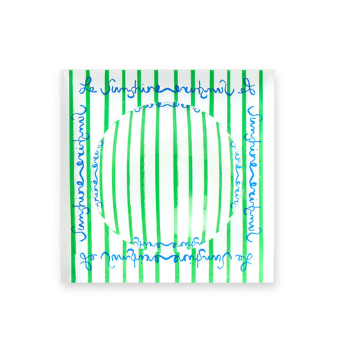 le sunshine green stripe cute 100% acrylic decorative bowl by Kerri Rosenthal