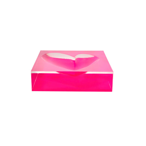 Hot Pink Mini Heart Decorative Bowl 100% acrylic features Kerri's Imperfect Heart design carved in the center - Cute home decor by Kerri Rosenthal