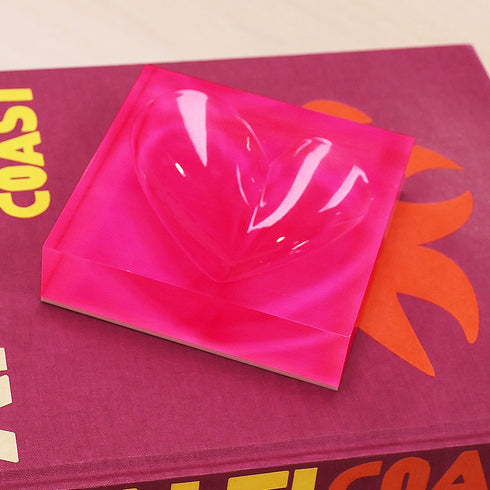 Hot Pink Mini Heart Decorative Bowl 100% acrylic features Kerri's Imperfect Heart design carved in the center - Cute home decor by Kerri Rosenthal