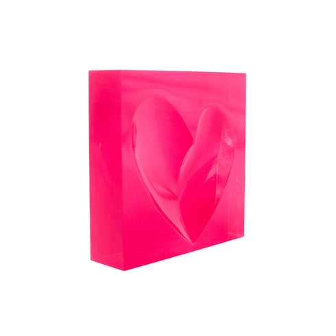Hot Pink Mini Heart Decorative Bowl 100% acrylic features Kerri's Imperfect Heart design carved in the center - Cute home decor by Kerri Rosenthal