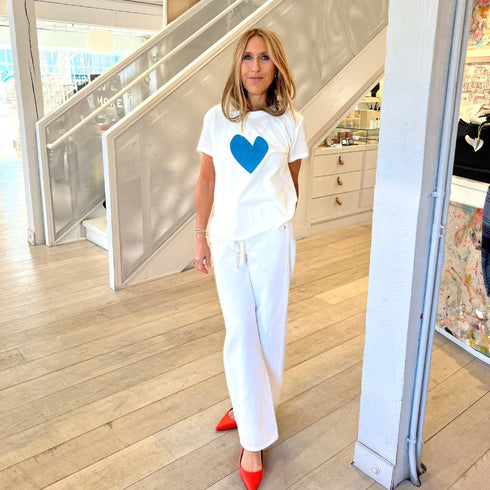 White Suke Imperfect Blue Heart Graphic 100% Cotton Tee - Cute women's t-shirts by Kerri Rosenthal