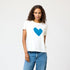 White Suke Imperfect Blue Heart Graphic 100% Cotton Tee - Cute women's t-shirts by Kerri Rosenthal