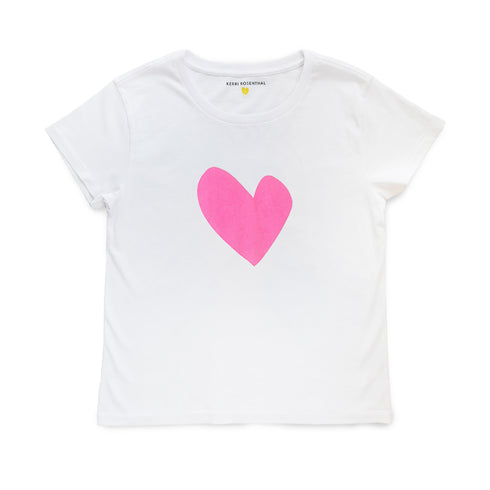 White Suke Imperfect Pink Heart Graphic 100% Cotton Tee - Cute women's t-shirts by Kerri Rosenthal
