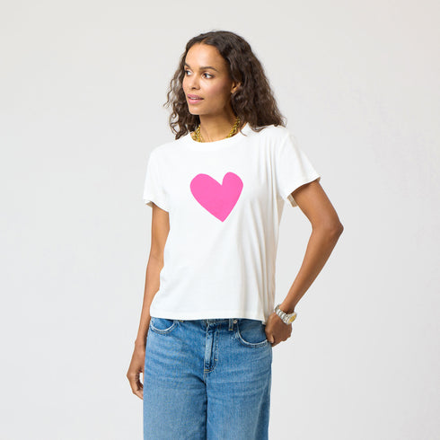 White Suke Imperfect Pink Heart Graphic 100% Cotton Tee - Cute women's t-shirts by Kerri Rosenthal