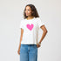 White Suke Imperfect Pink Heart Graphic 100% Cotton Tee - Cute women's t-shirts by Kerri Rosenthal