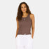 Brown cocoa KR tank with white tiny embroidered heart with crew neck and sleeveless - Cute designer women's tank tops by Kerri Rosenthal