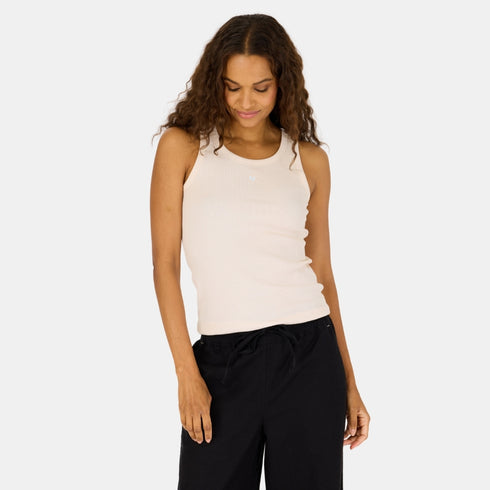 KR sand tank with white tiny embroidered heart with crew neck and sleeveles - Cute designer women's tank tops by Kerri Rosenthal